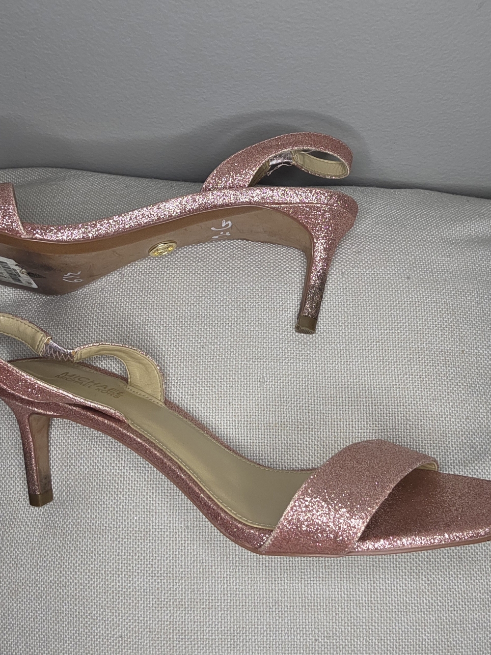 Michael Kors Rose Pink Glitter Slingback Heels - Picture 3 of 3
